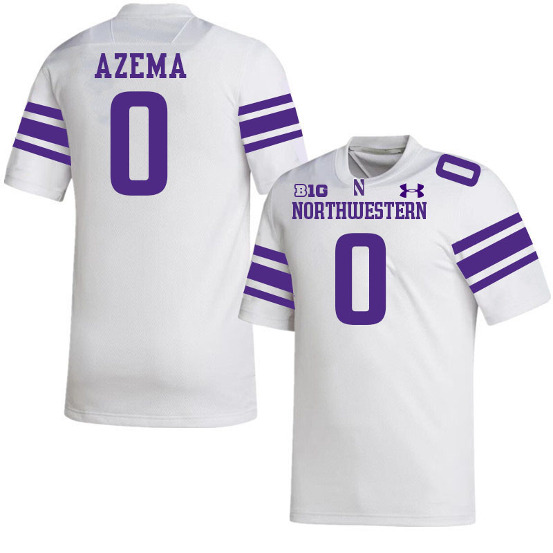 Northwestern Wildcats #0 Coco Azema College Football Jerseys Stitched-White